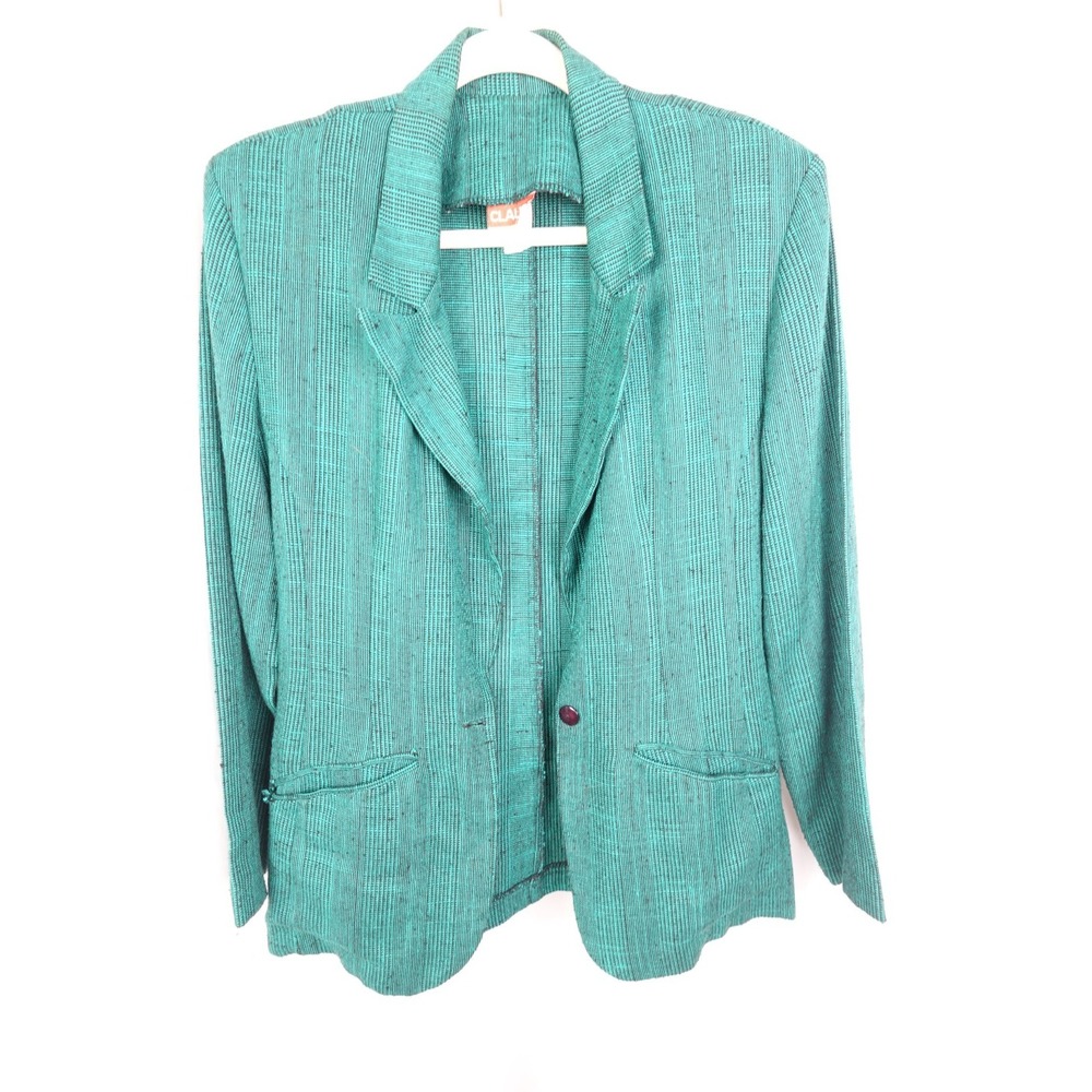 Claude Vintage Classic 90s Womens Houndstooth Print‎ Shoulder Pads Blazer Large